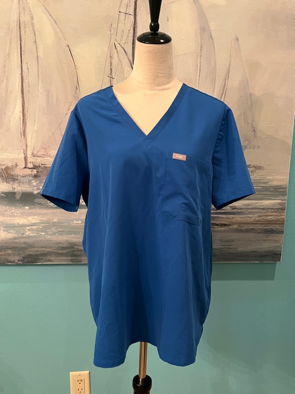 FIGS Catarina One Pocket Royal Blue Scrub Top, XL